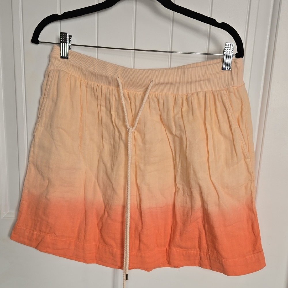 LOFT Peach Ombre Cotton Mini Skirt – Beachy Casual Summer Medium